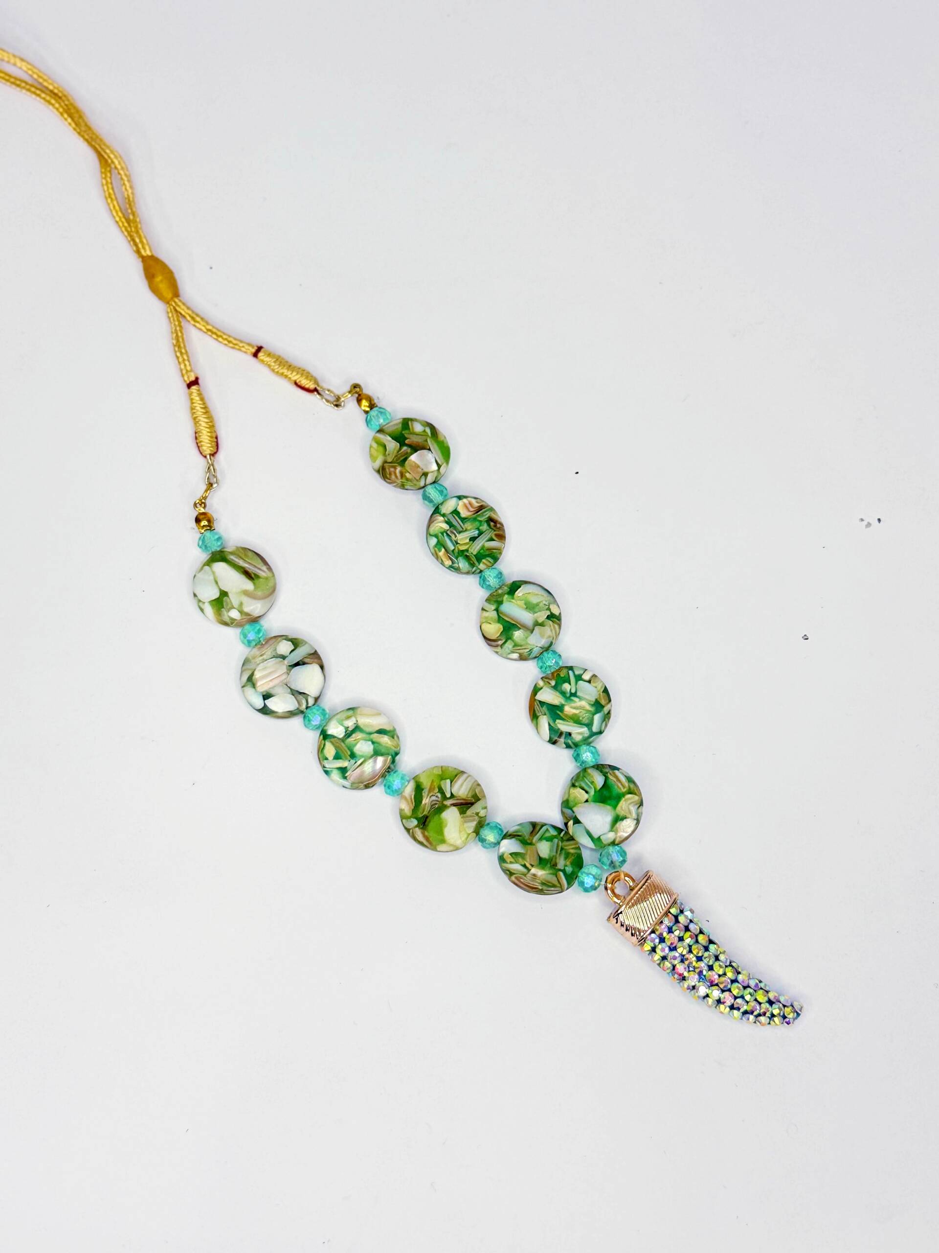Green Floral Charm  Necklace