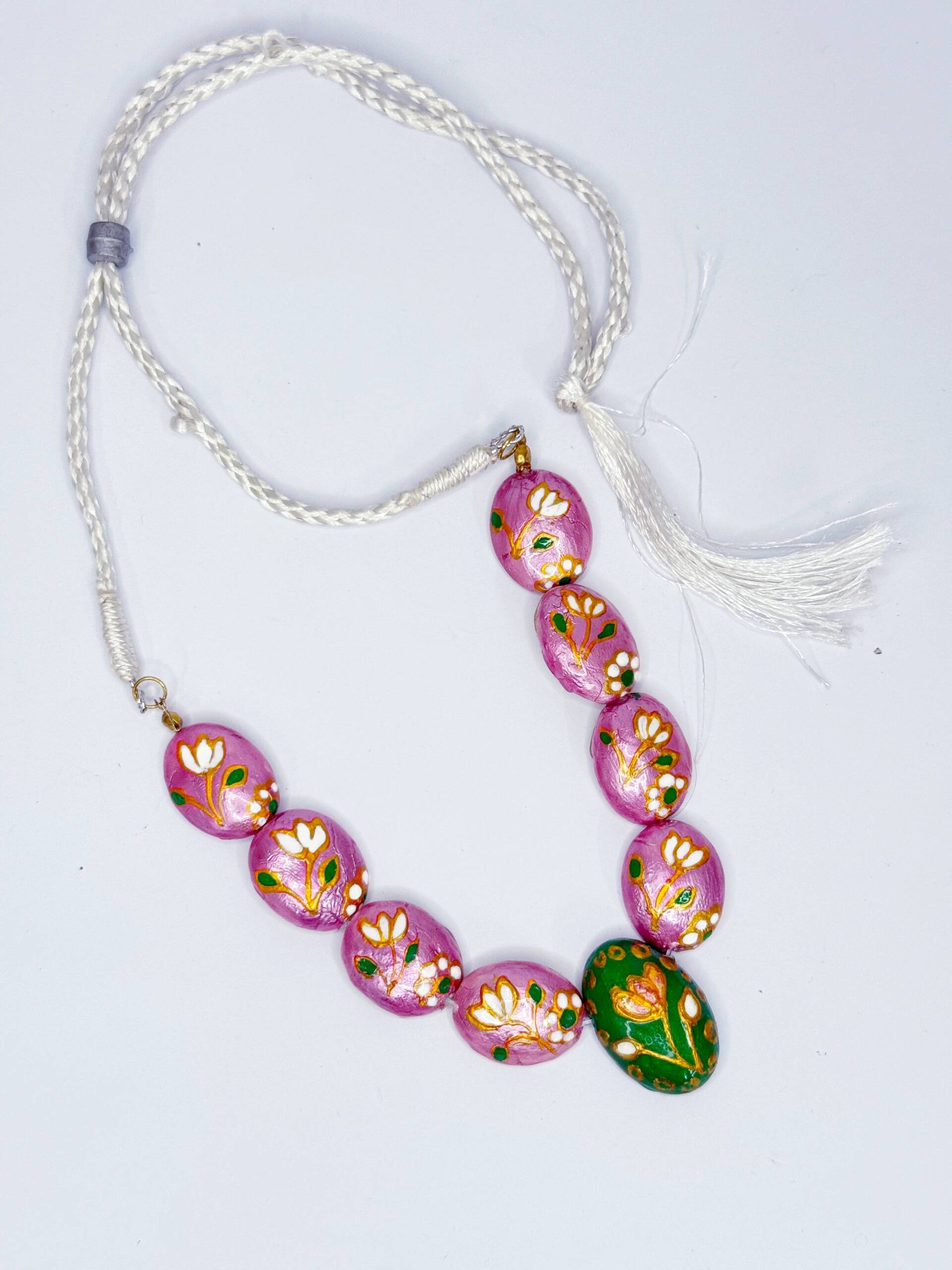 Pink Blossom Hand-Painted  Necklace