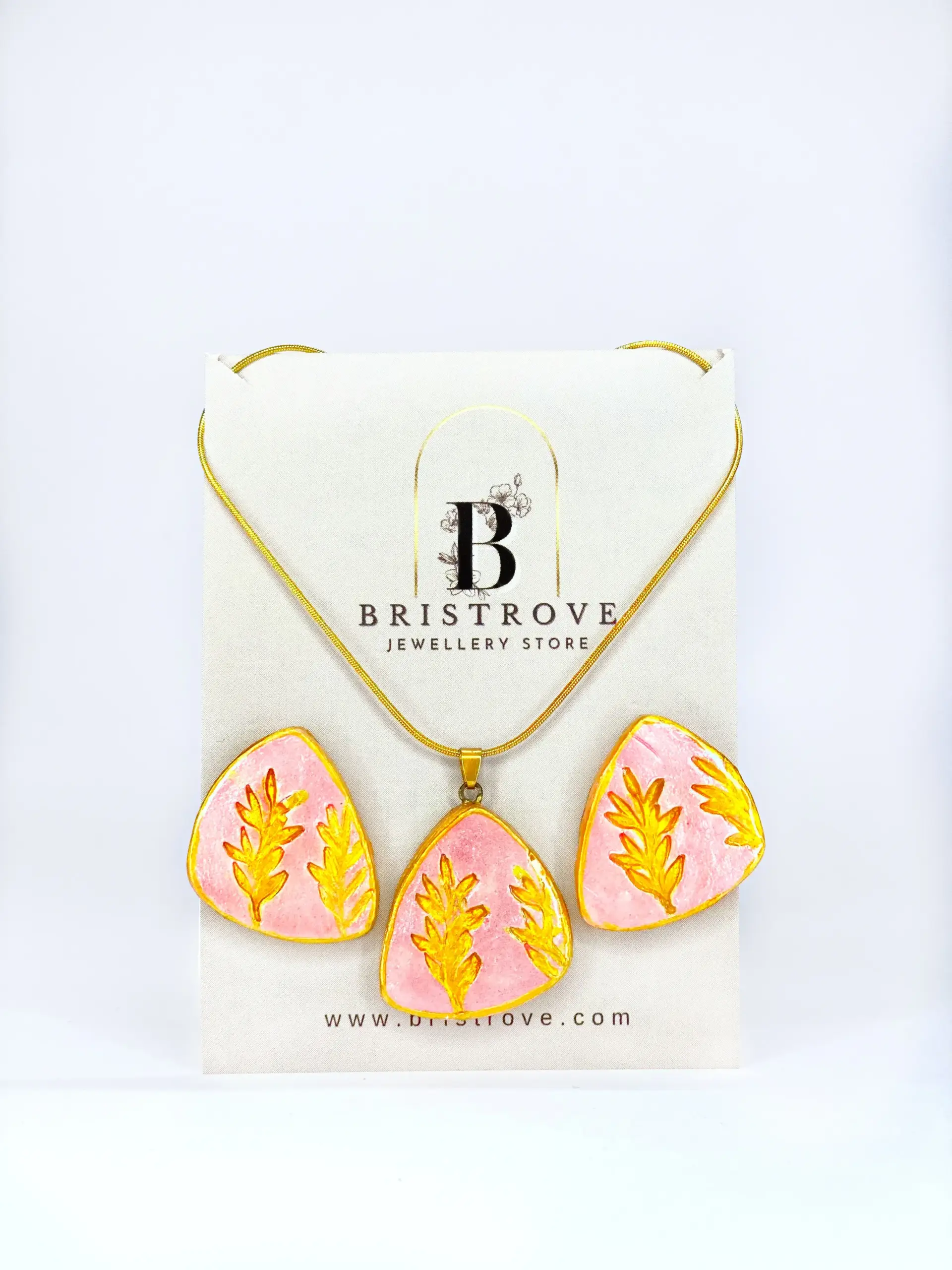 Blush Leaf Pendant Set