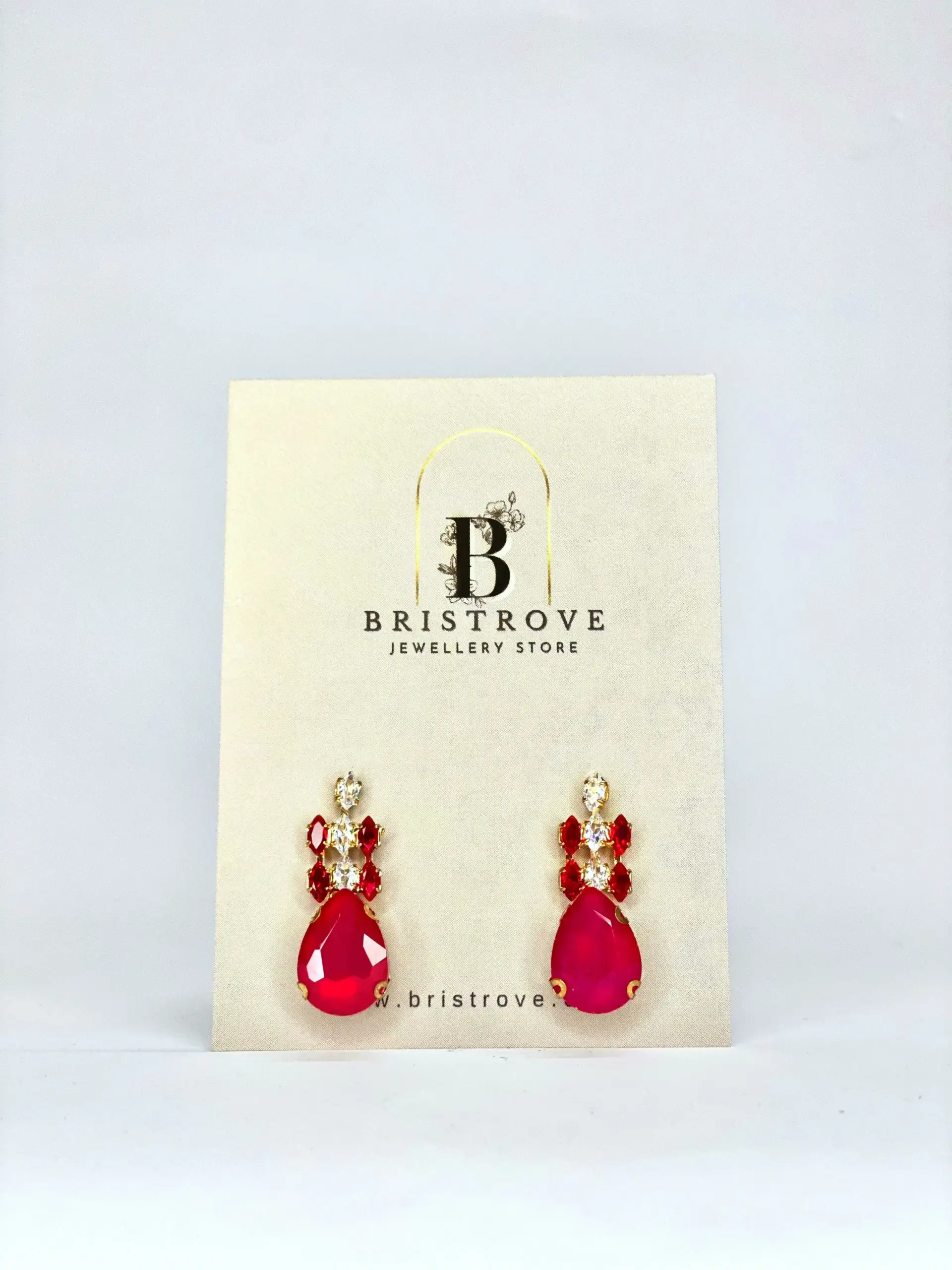 Fuchsia Teardrop Sparkle Studs