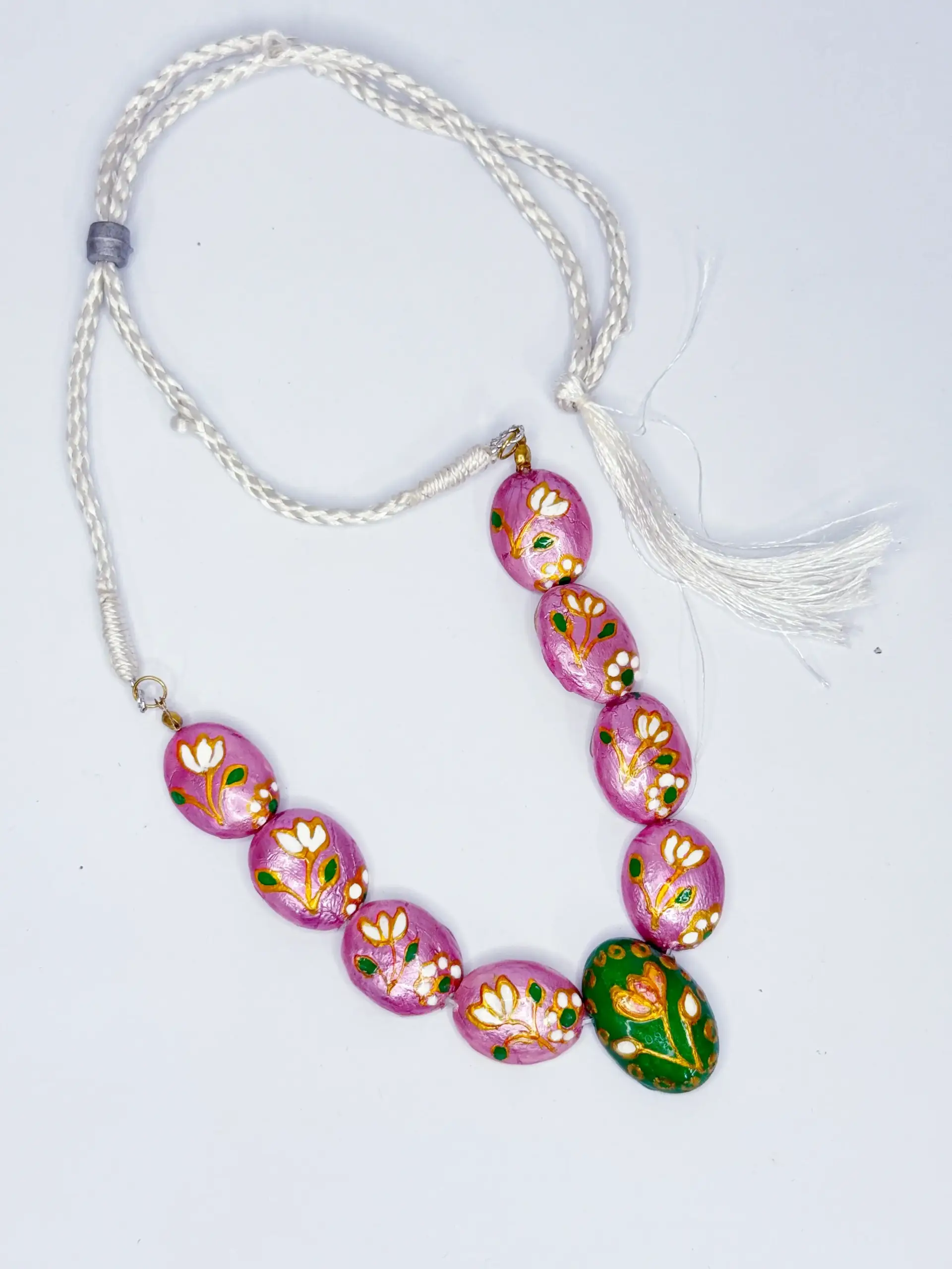 Pink Blossom Hand-Painted Necklace