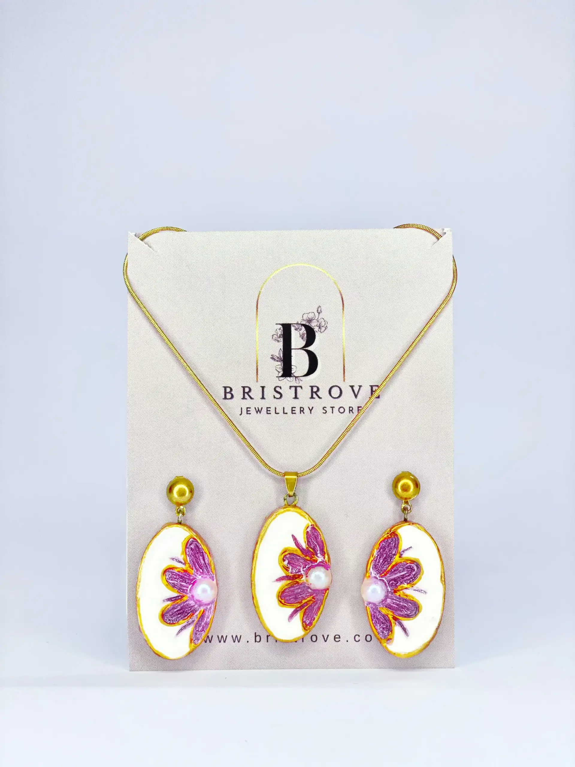 Pink Floral Pearl Set