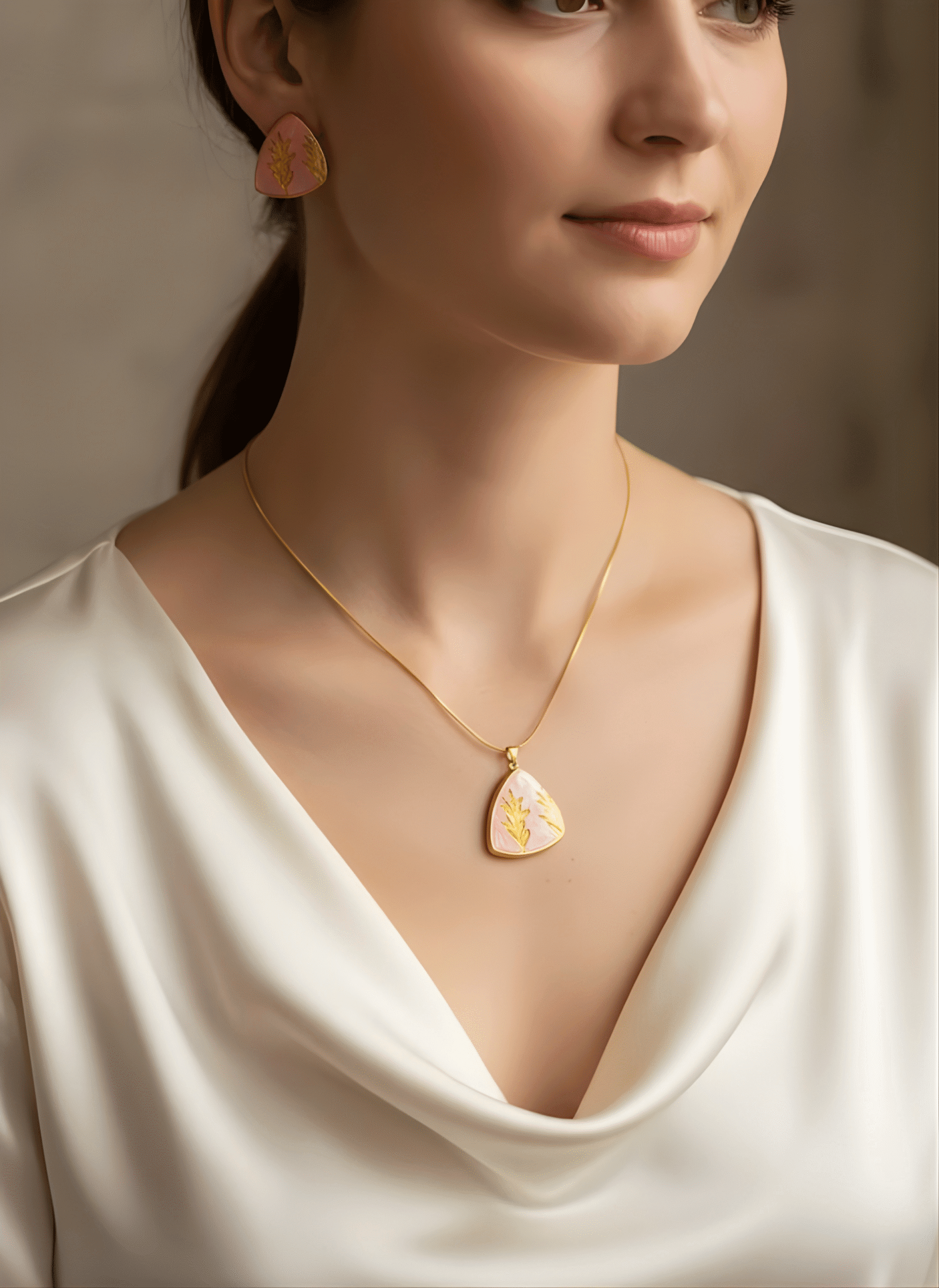 Blush Leaf Pendant Set - Image 2