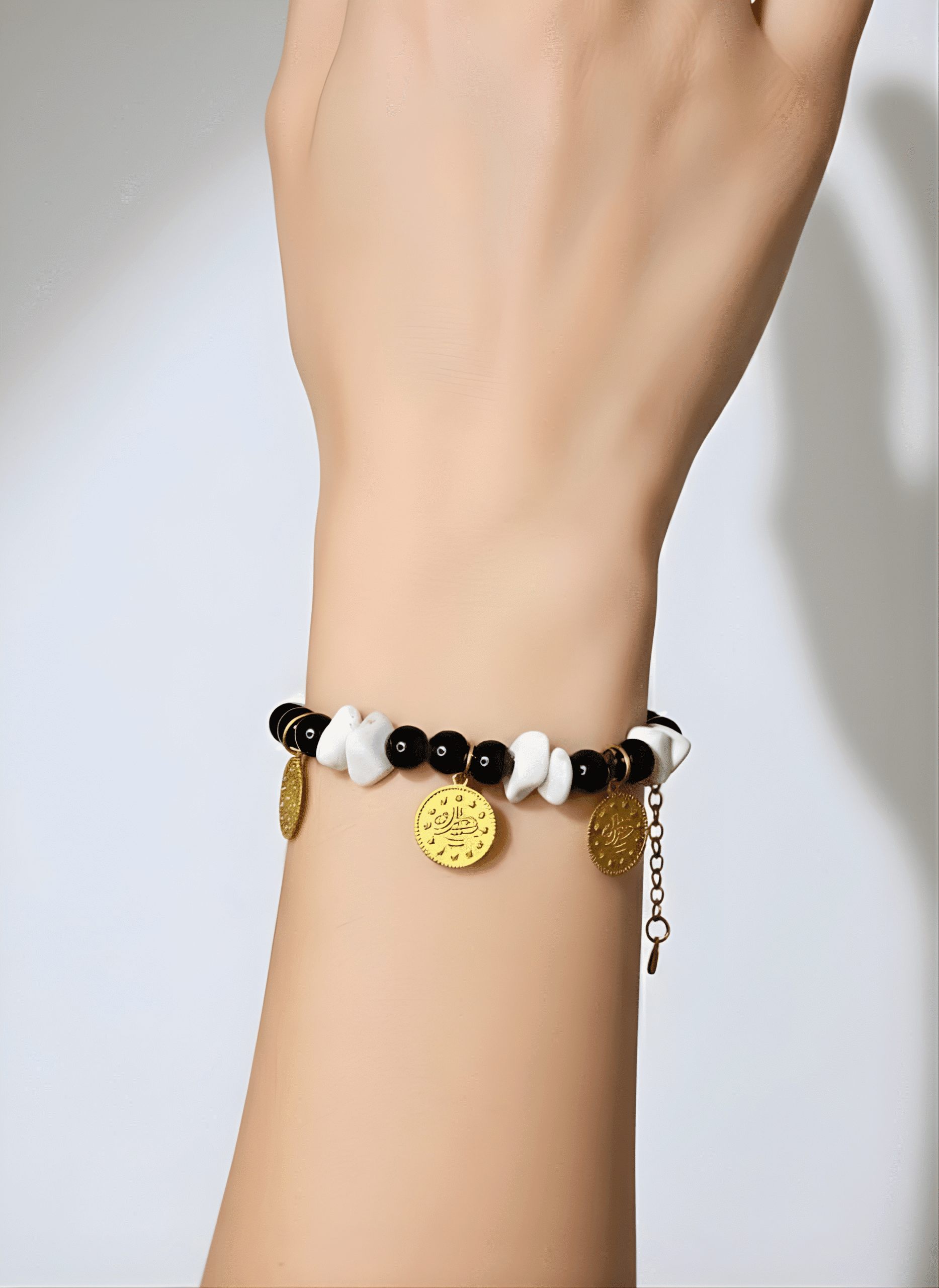 Gold Coin & Stone Bracelet - Image 2