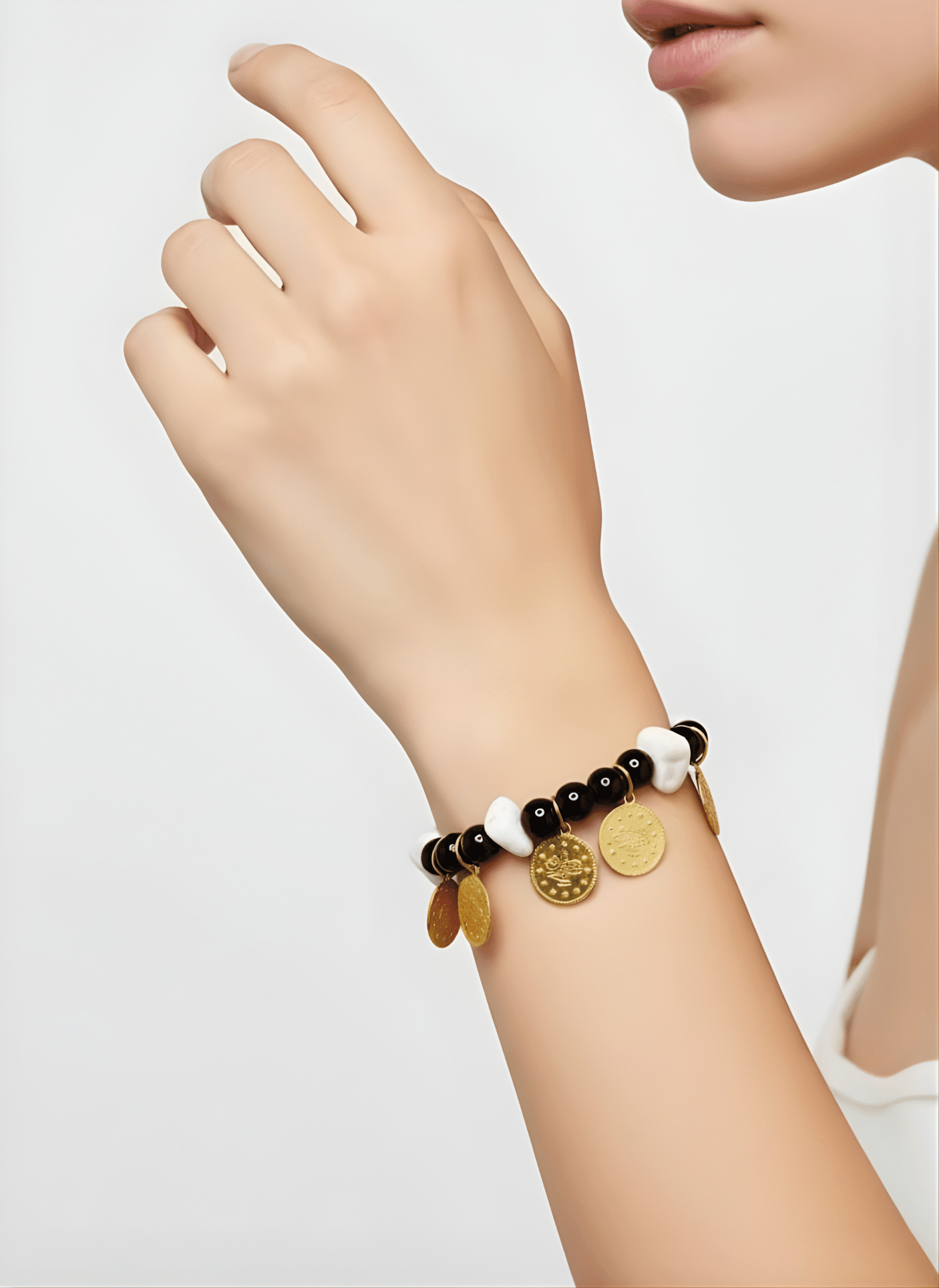 Gold Coin & Stone Bracelet - Image 3