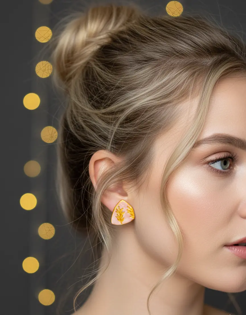 Blush Leaf Studs - Image 2