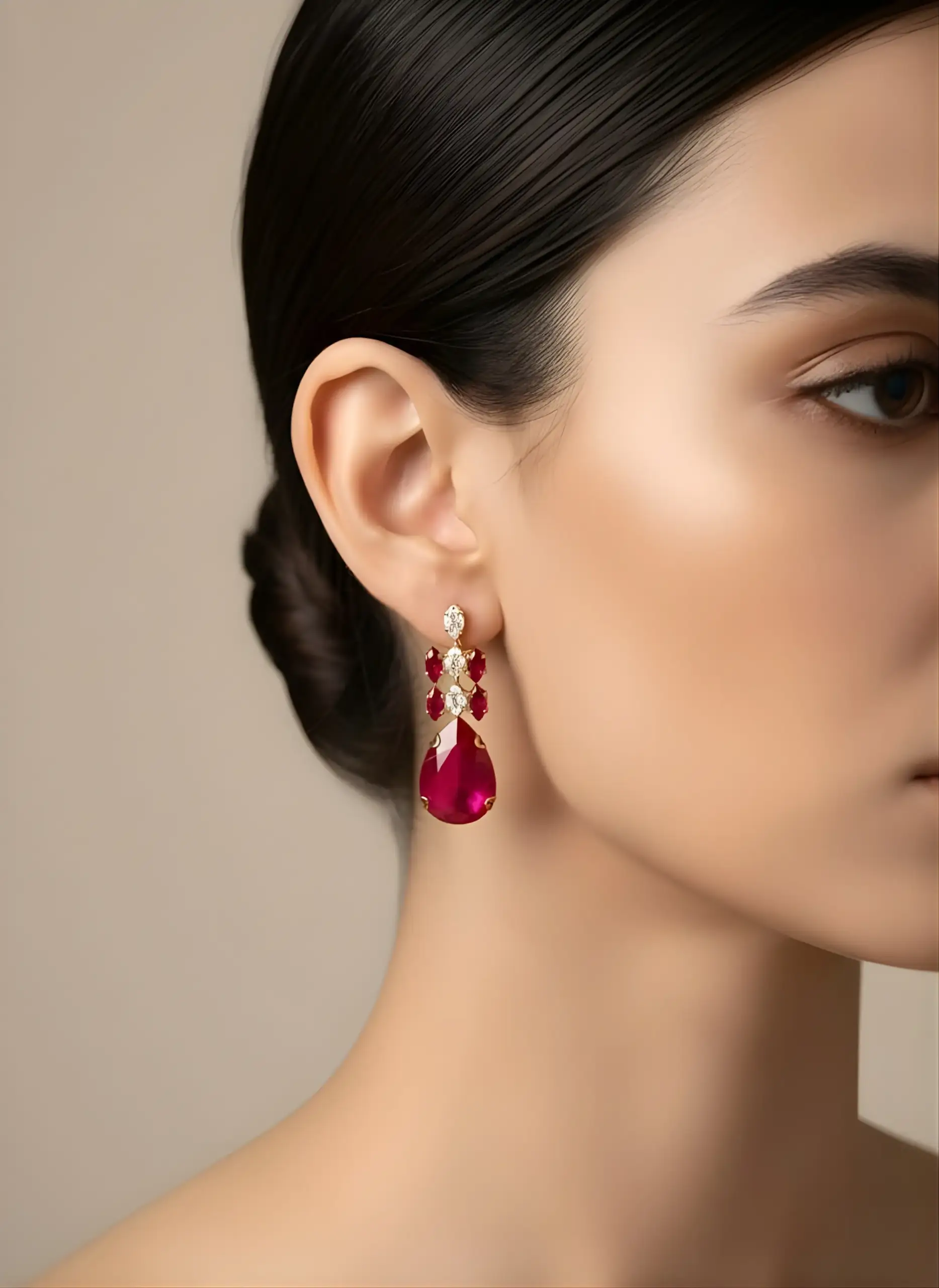 Fuchsia Teardrop Sparkle Studs - Image 2