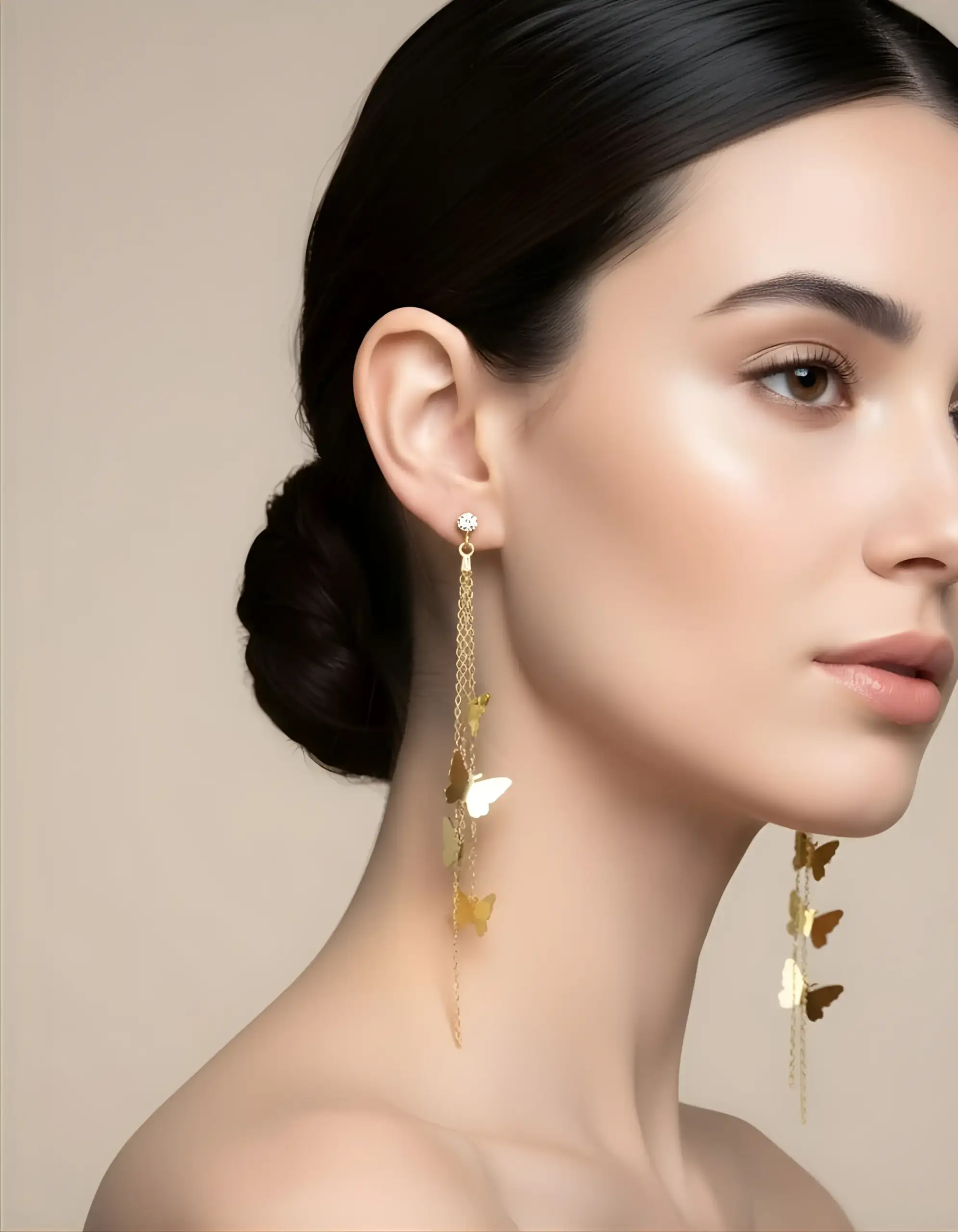 Golden Flutter Cascade Earrings - Image 2