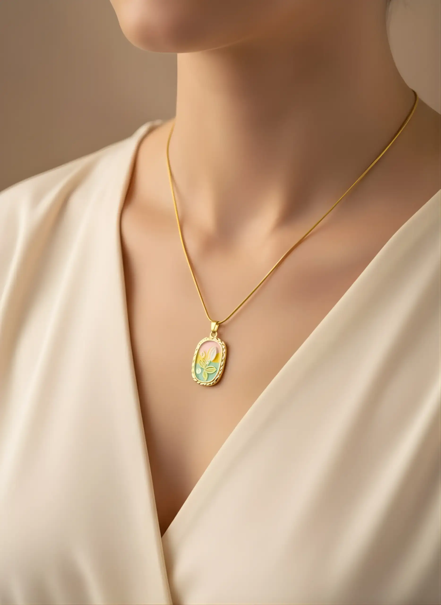 Golden Oval Field Necklace - Image 2