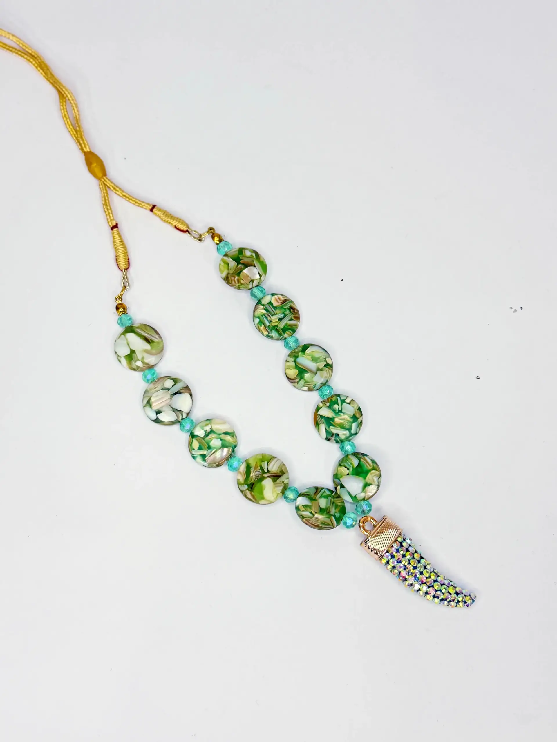Green Floral Charm Necklace