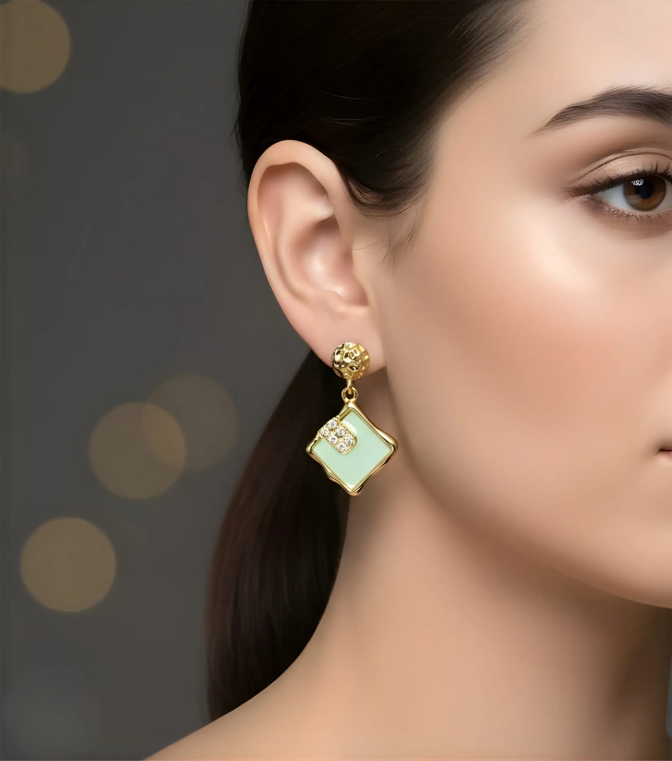 Mint Geo Drop Earrings - Image 2