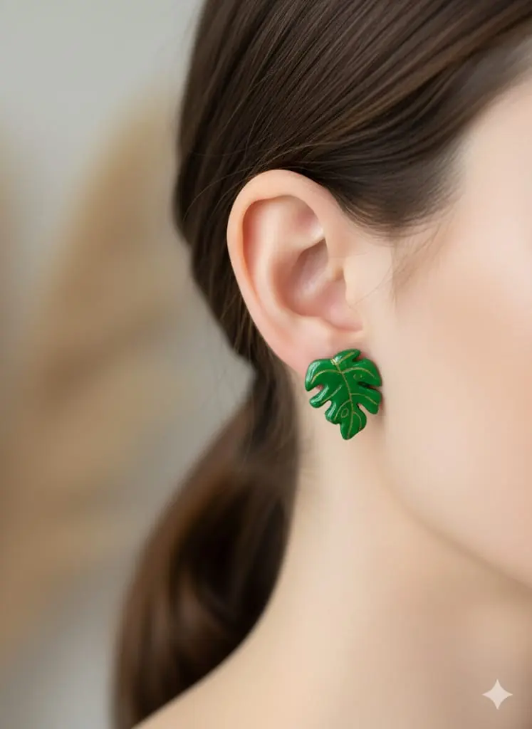 Monstera leaf Studs - Image 2