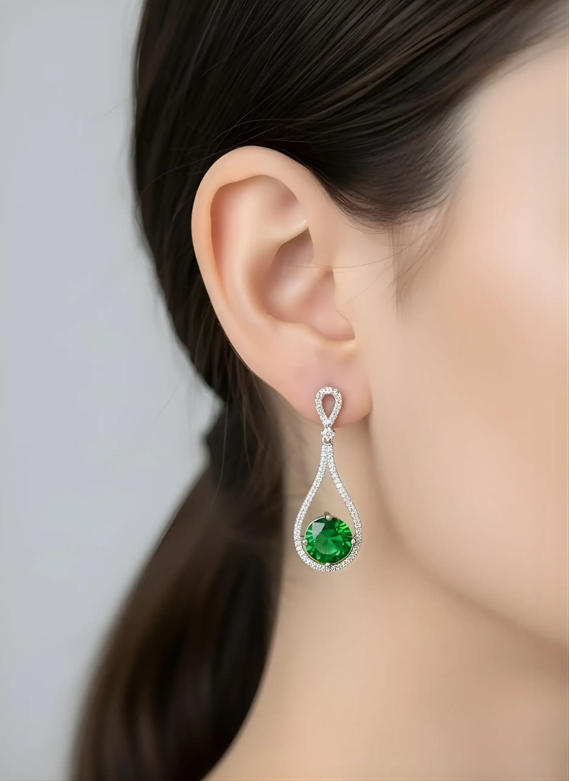 Pave Teardrop Emerald Drops - Image 2
