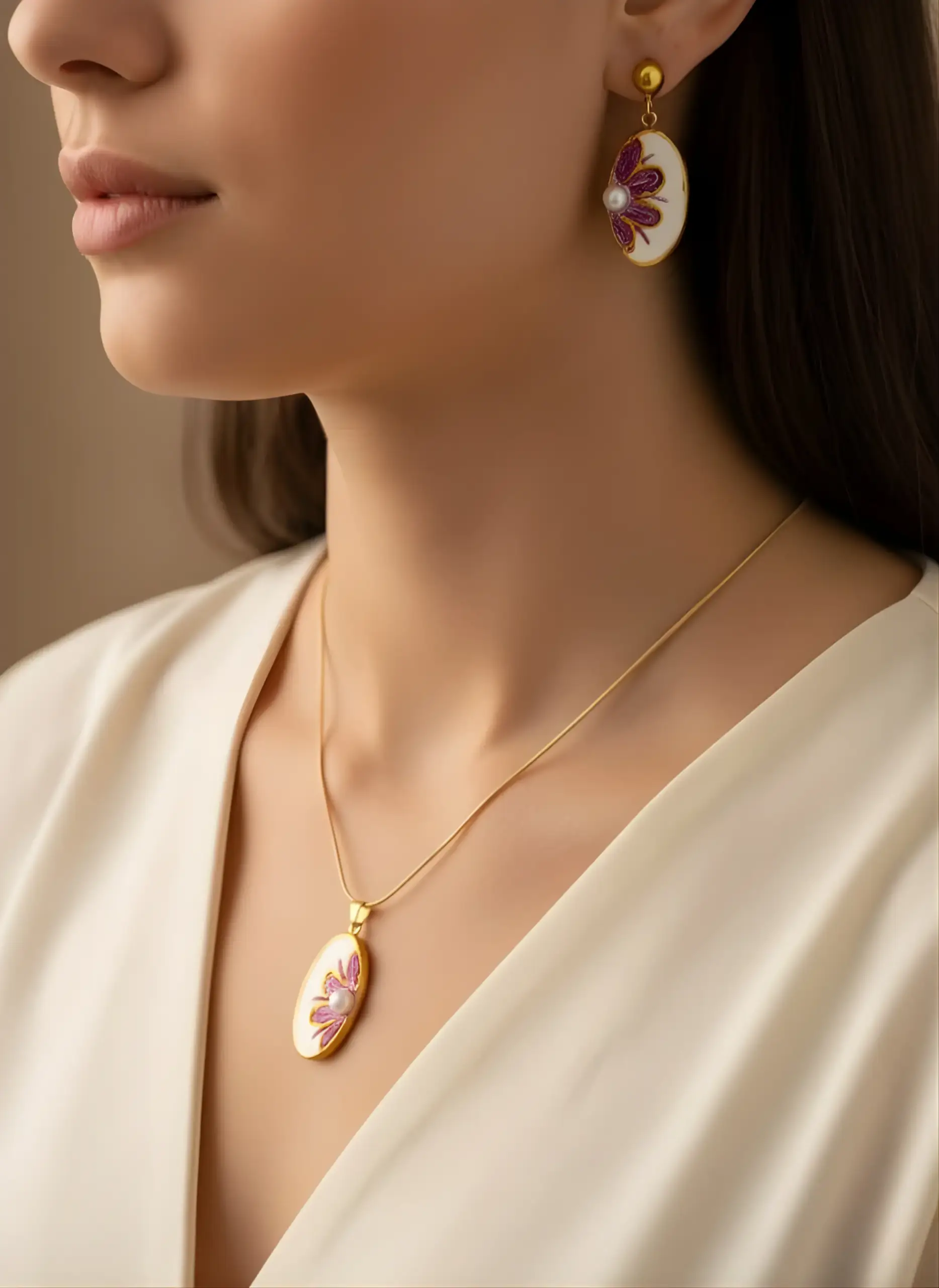 Pink Floral Pearl Set - Image 2